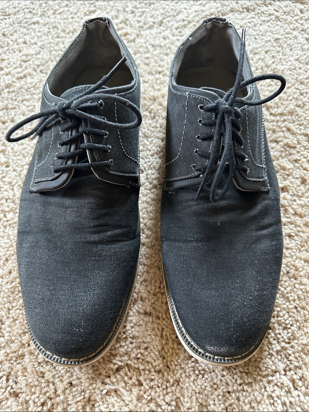 Steve Madden Black Canvas Derby Lace-Up Shoes